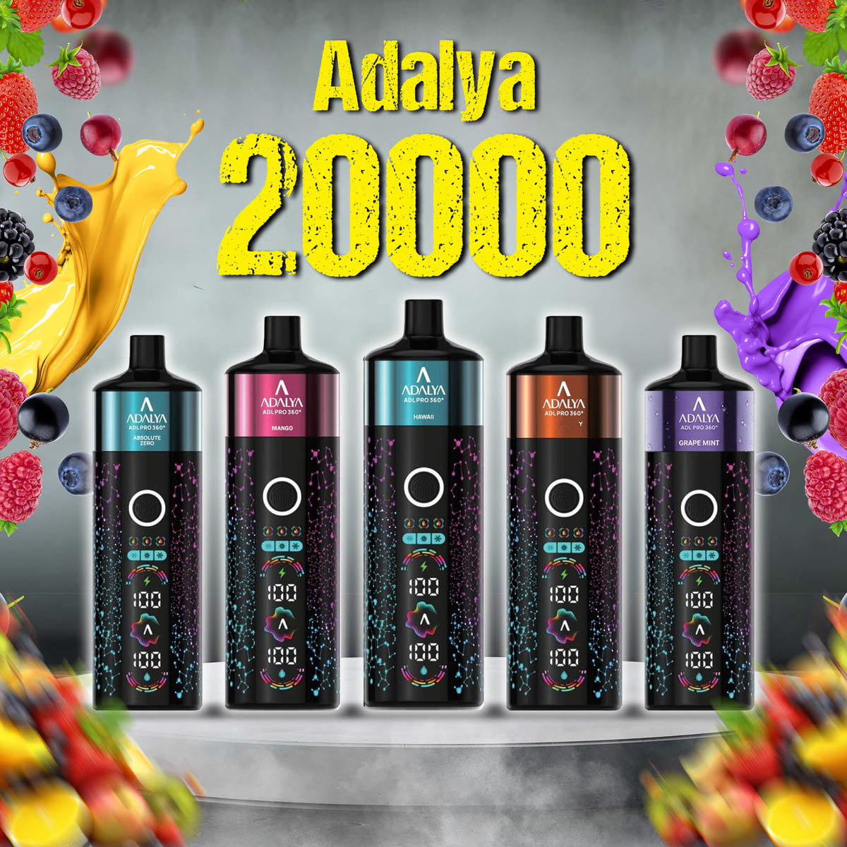 ADALYA EDITION 20K mit 2 % Nikotin entdecken. ADL PRO 360° Vape mit Display, wiederaufladbarem Akku und sieben verschiedenen Geschmacksrichtungen.
