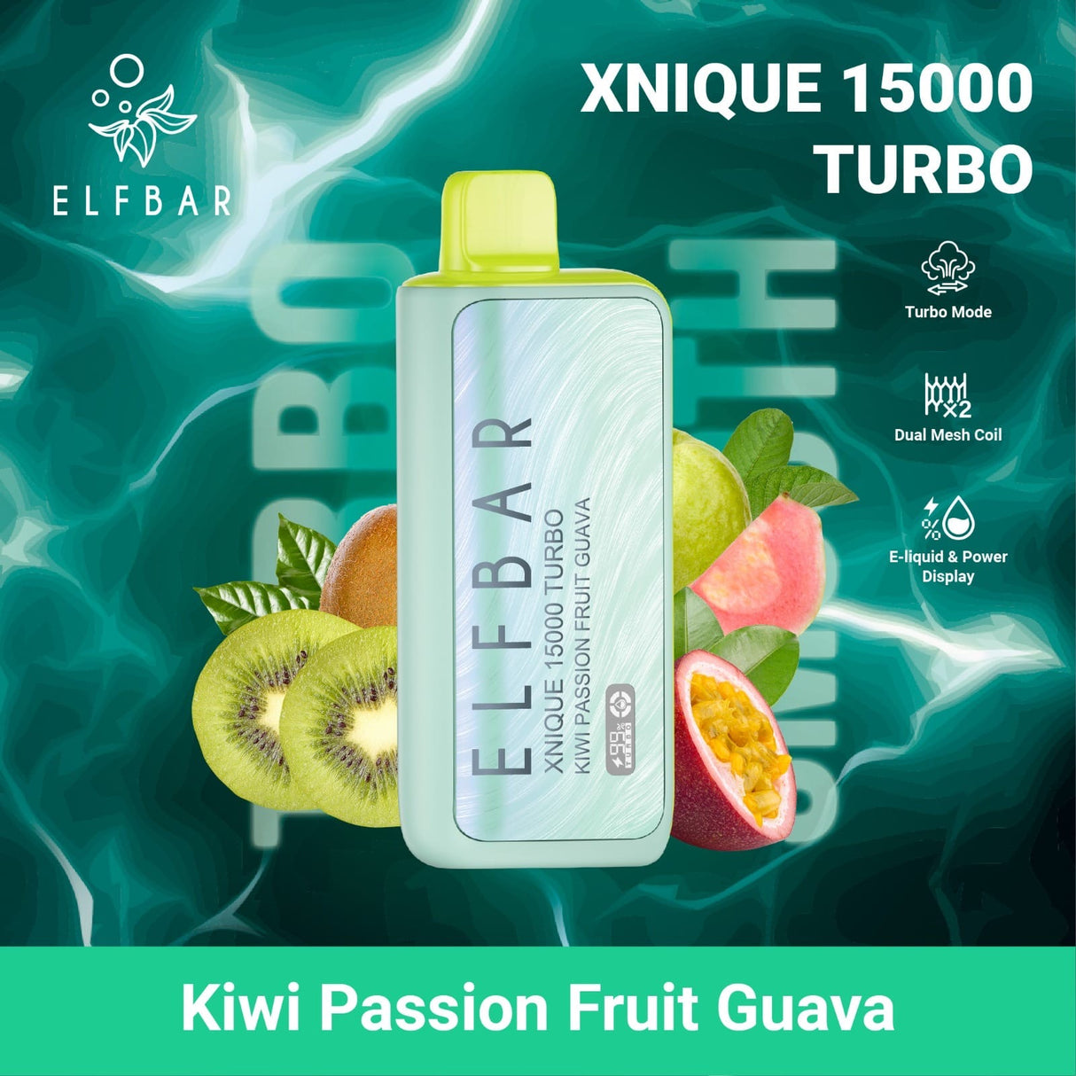 Elfbar Xnique Turbo 15.000 Kiwi Passion Fruit Guava