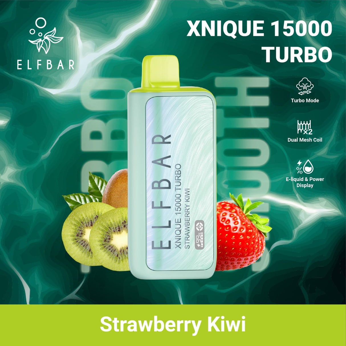 Elfbar Xnique Turbo 15.000 Strawberry Kiwi