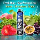BLUR 30000 3in1 Vape mit 2 % Nikotin in den Sorten Fresh Mint, Kiwi Passion Fruit Guava und Strawberry Grape