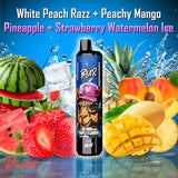 BLUR 30000 3in1 Vape mit 2 % Nikotin in den Sorten White Peach Razz, Peachy Mango Pineapple und Strawberry Watermelon Ice